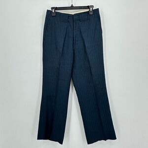 Vtg Rockabilly Trousers Mens 30x26 Blue Pinstriped Talon Retro NYC Indie‎ Band